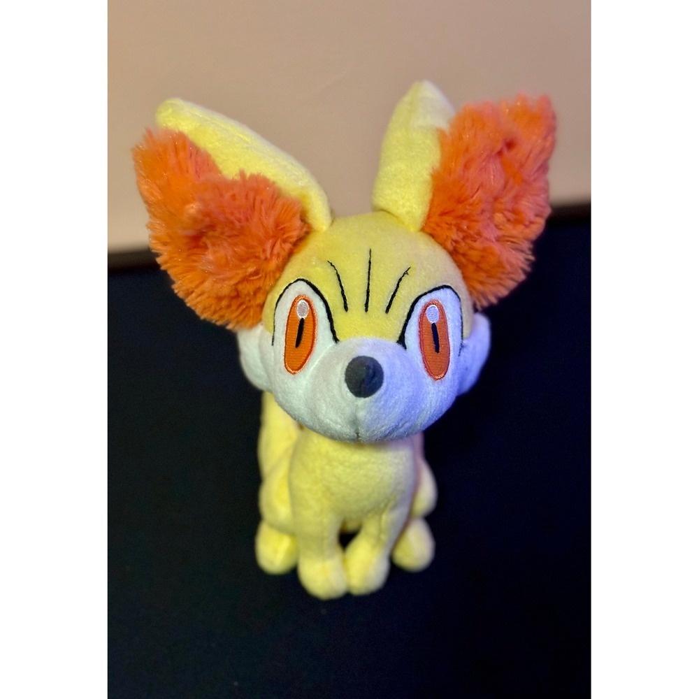 TOMY Pokemon Fennekin Plush Sitting Fire Type Fox Yellow Orange Stuffed Toy